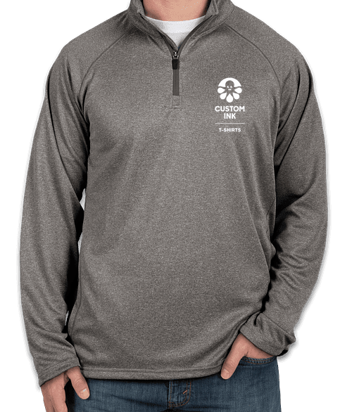 Devon & Jones Heather Quarter Zip Performance Pullover - Dark Grey Heather
