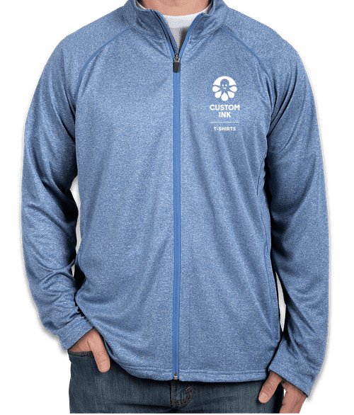Devon & Jones Heather Performance Full Zip - French Blue Heather