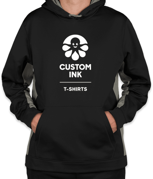 Sport-Tek Colorblock Performance Pullover Hoodie - Black / Dark Smoke Grey