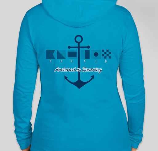 Anchored in Learning - Long Sleeve T-Shirt w/Hood (Youth, Unisex and Ladies Cut) Fundraiser - unisex shirt design - back
