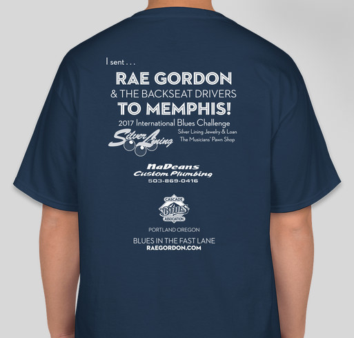 Rae Gordon & the Backseat Drivers to Represent Portland in Memphis International Contest Fundraiser - unisex shirt design - back