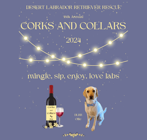 16th Annual DLRR Corks and Collars 2024 shirt design - zoomed