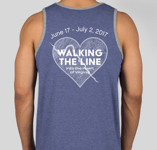 Walking the Line into the Heart of Virginia ... June 17 to July 2, 2017 Fundraiser - unisex shirt design - back