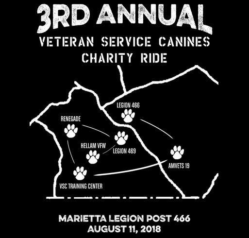 3rd Annual Veteran Service Canine Ride shirt design - zoomed