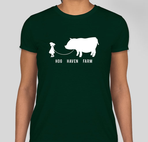 Hog Haven Farm - Girl Walking Pig - Ladies Fundraiser - unisex shirt design - front