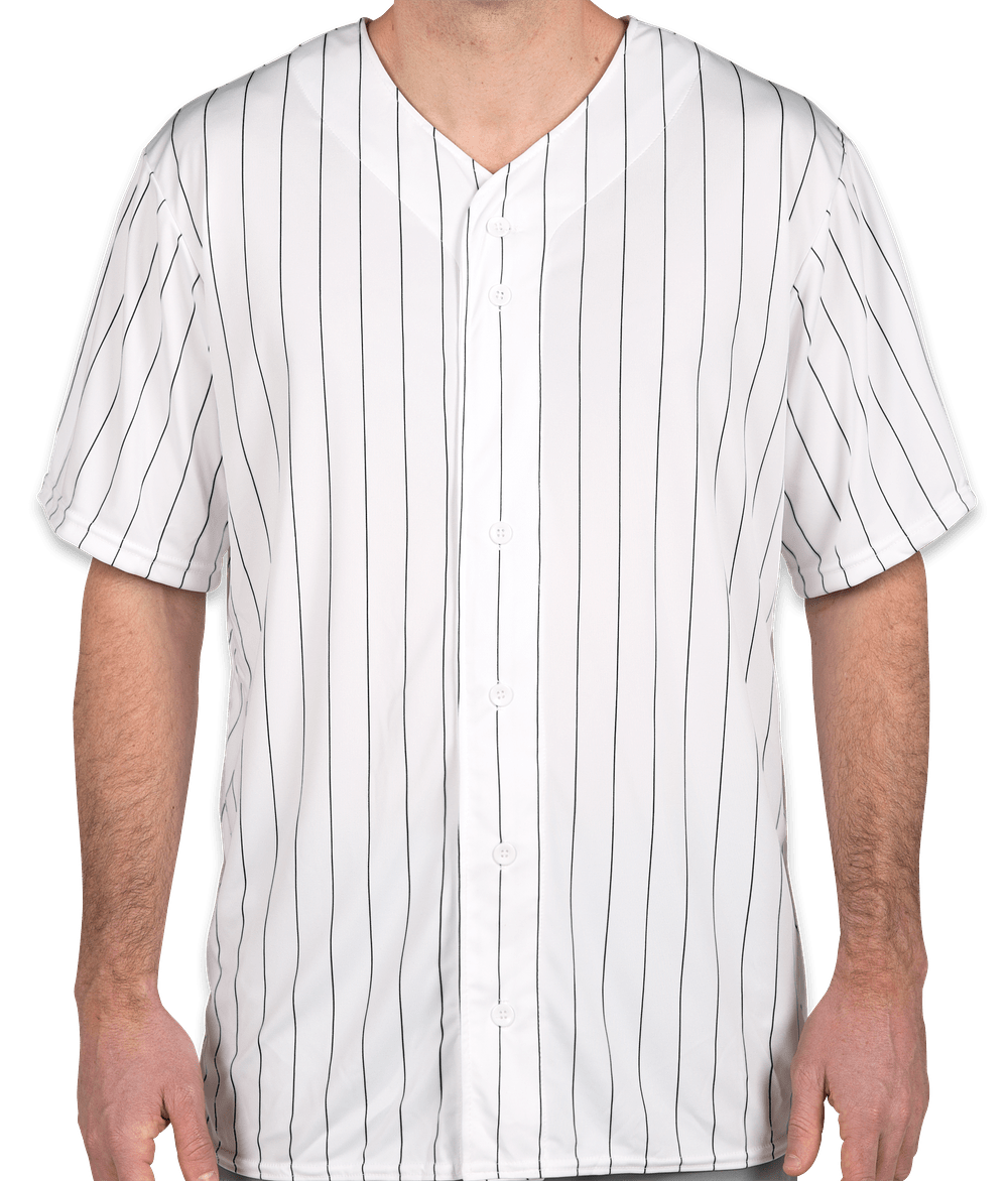 Augusta Pinstripe Full Button Baseball Jersey