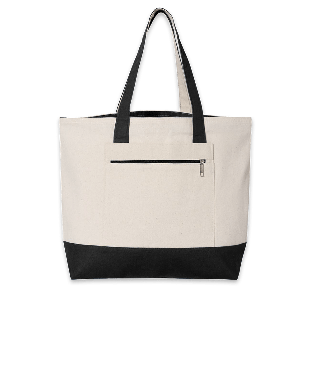 Medium Front Zipper Cotton Boat Tote Bag