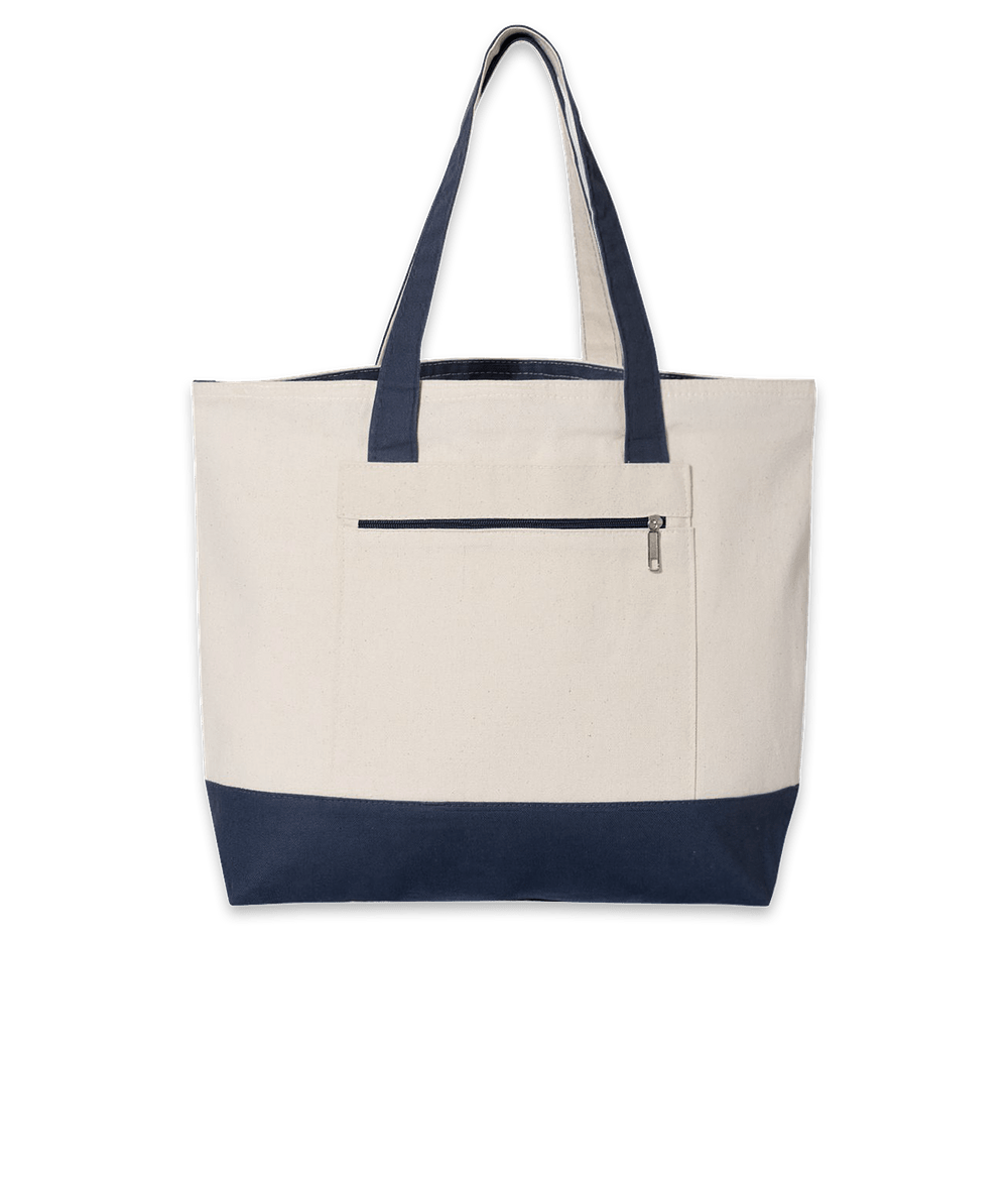 Medium Front Zipper Cotton Boat Tote Bag