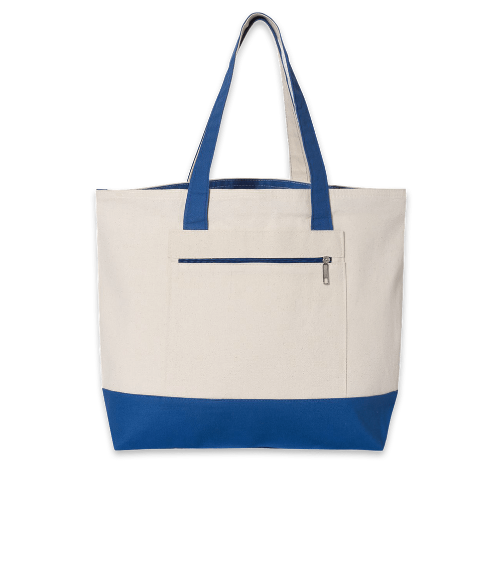 Medium Front Zipper Cotton Boat Tote Bag