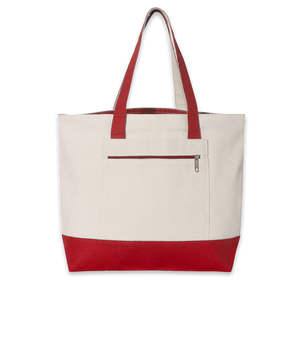 Medium Front Zipper Cotton Boat Tote Bag