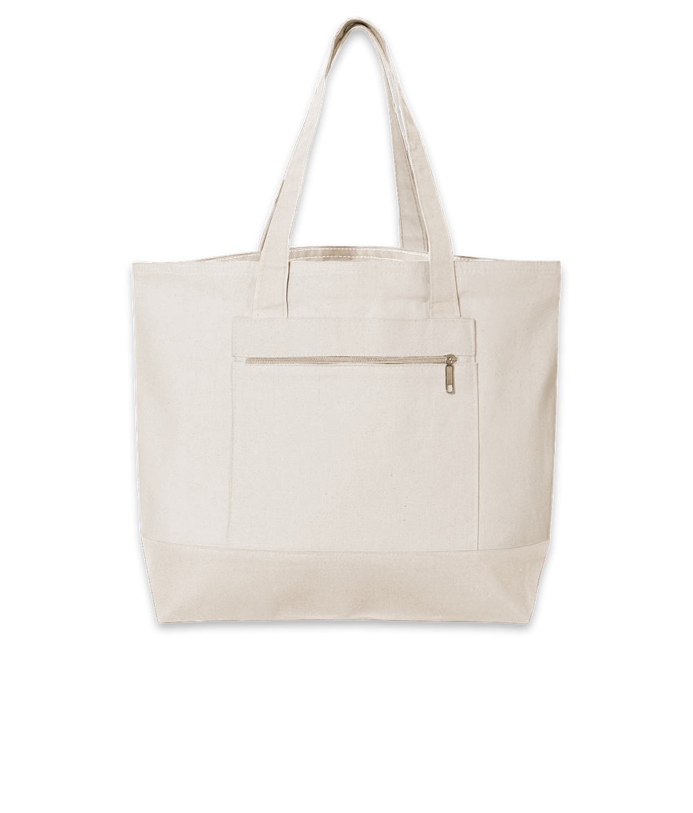 Medium Front Zipper Cotton Boat Tote Bag