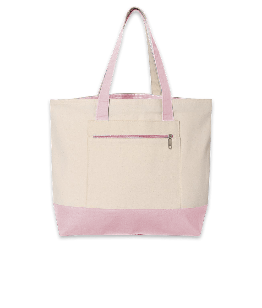 Medium Front Zipper Cotton Boat Tote Bag