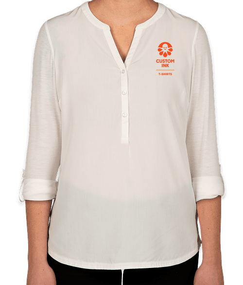 Port Authority Women's Henley Tunic Blouse - Ivory Chiffon