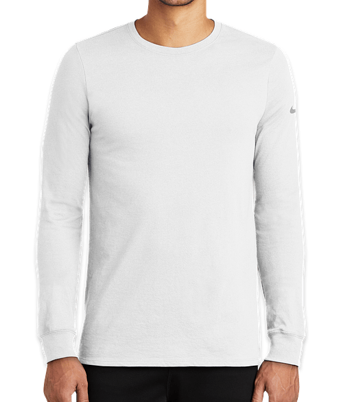 white dri fit long sleeve shirt