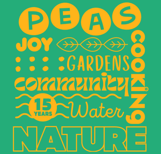PEAS 15th Anniversary 15 Years - Youth Green shirt design - zoomed