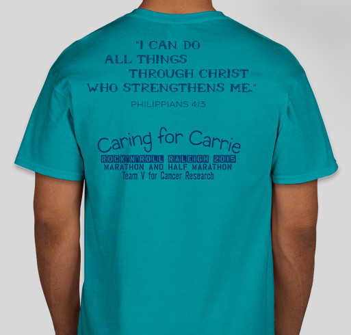 Caring for Carrie - Team V Rock'N'Roll Raleigh 2015 Fundraiser - unisex shirt design - back