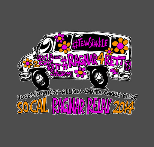 195 Miles for 195 Girls - Team Sparkle / So Cal Ragnar Relay for Rett Syndrome! shirt design - zoomed