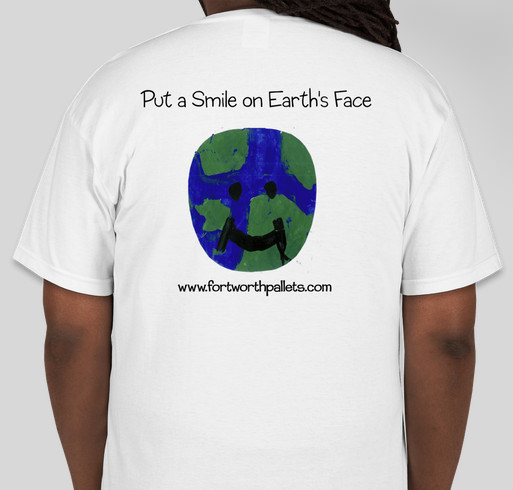 Recycled wood pallets save trees: 1 tree a day, forest in a year, greener earth in a lifetime Fundraiser - unisex shirt design - back