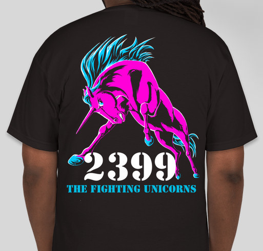 FRC Team 2399 Fighting Unicorns T-shirt sale Fundraiser - unisex shirt design - back