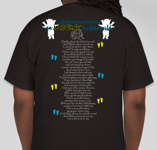 "No Footprint Too Small" - Desmond's Memorial Fundraiser - unisex shirt design - back