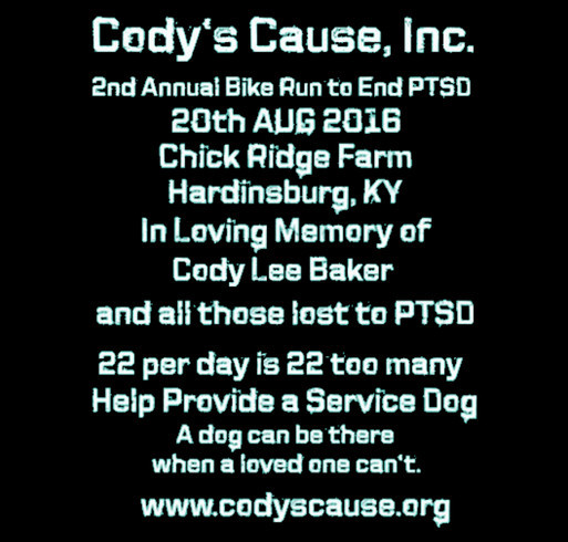 Event Shirt for the 2016 Cody's Cause Bike Run to End PTSD shirt design - zoomed