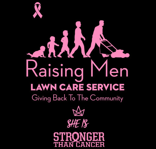 Mowing for Breast Cancer - Men shirt design - zoomed