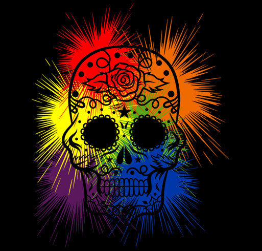 gay pride ,respect ,sugar skull ,rainbow shirt design - zoomed
