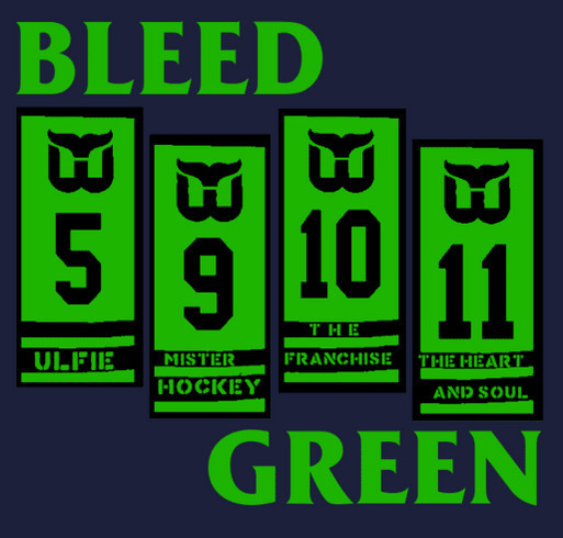BLEED GREEN: Hartford Whalers Banners/Black Flag Bars Mash-up Tee shirt design - zoomed