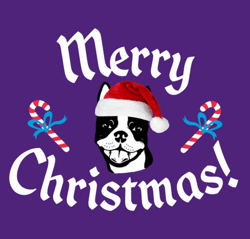 Boston Terrier "Merry Christmas" T-shirts shirt design - zoomed