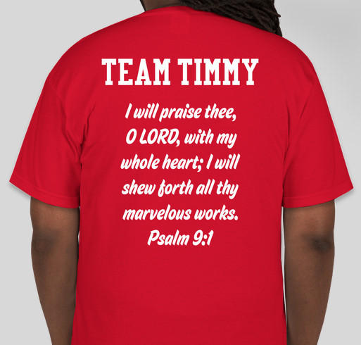 Timmy's Heart T-shirts Fundraiser - unisex shirt design - back