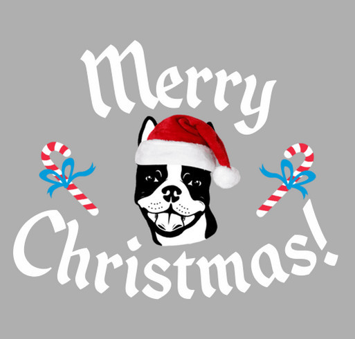 Boston Terrier "Merry Christmas" T-shirts shirt design - zoomed