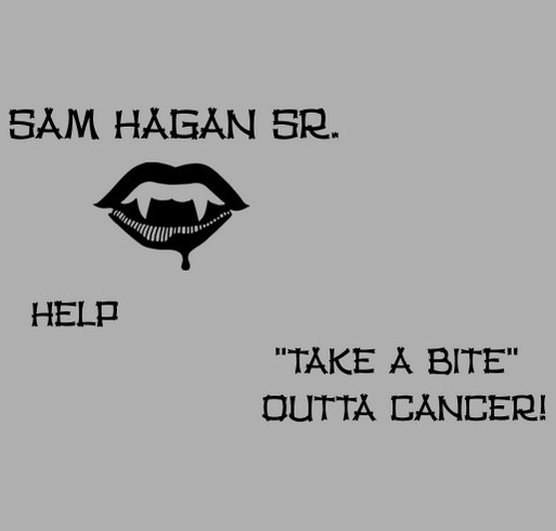 Help Sam Hagan Sr. take a bite outta cancer shirt design - zoomed