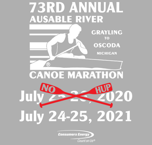 2020 AuSable River Canoe Marathon shirt design - zoomed