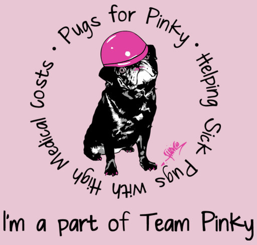 Pugs for Pinky shirt design - zoomed