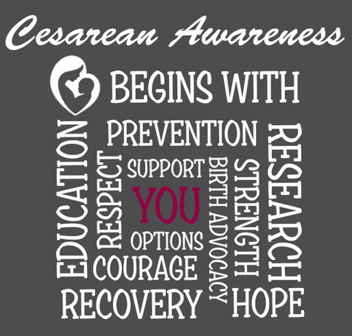 ICAN Cesarean Awareness Month 2016 shirt design - zoomed