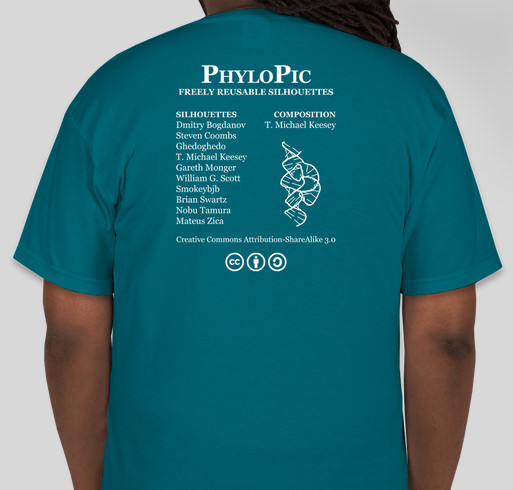 PhyloPic - free silhouettes of life forms Fundraiser - unisex shirt design - back