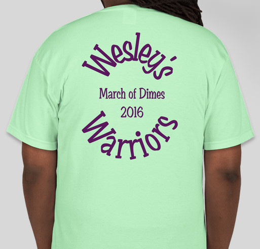 Wesley's Warriors 2016 Fundraiser - unisex shirt design - back