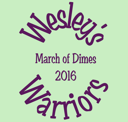 Wesley's Warriors 2016 shirt design - zoomed