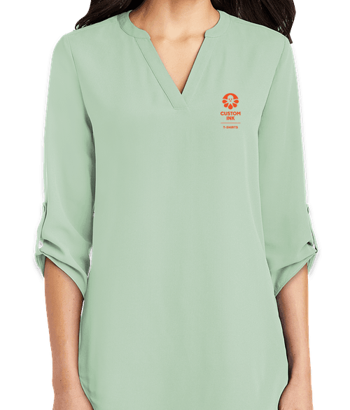 Port Authority Women's 3/4 Sleeve Tunic Blouse - Misty Sage