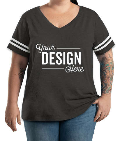 Download Custom LAT Women's Curvy Varsity V-Neck T-shirt - Design ...