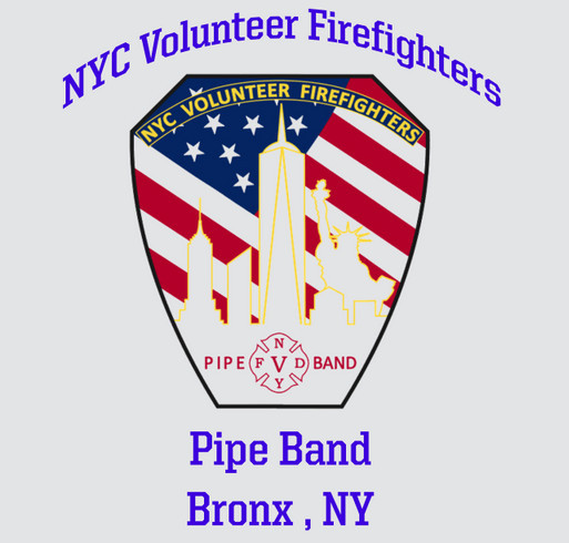 NYC VOLUNTEER FIREFIGHTERS PIPE BAND FUNDRAISER shirt design - zoomed