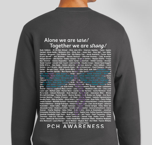PCH Awareness Fundraiser - unisex shirt design - back