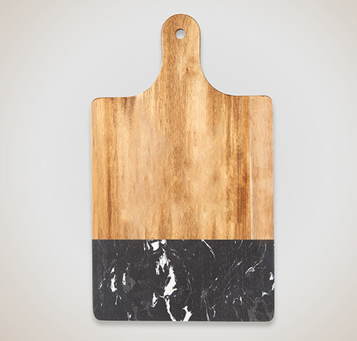 Laser Engraved Black Marble and Wood Cutting Board - Selected Color