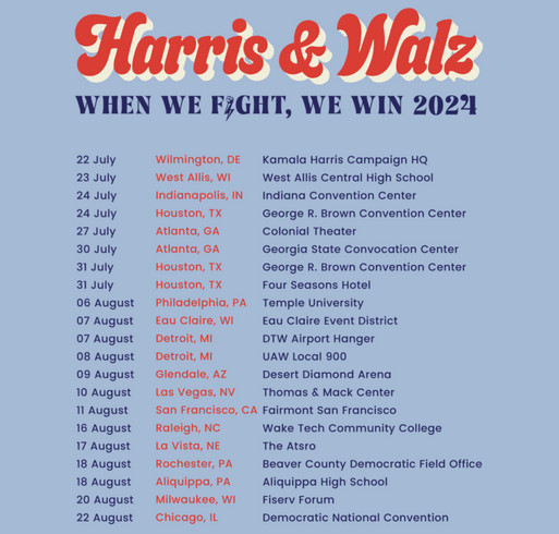 Harris and Walz Fundraising Campaign shirt design - zoomed