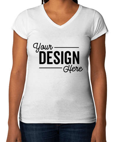 Download Custom Gildan Women's Slim Fit Softstyle V-Neck Jersey T ...