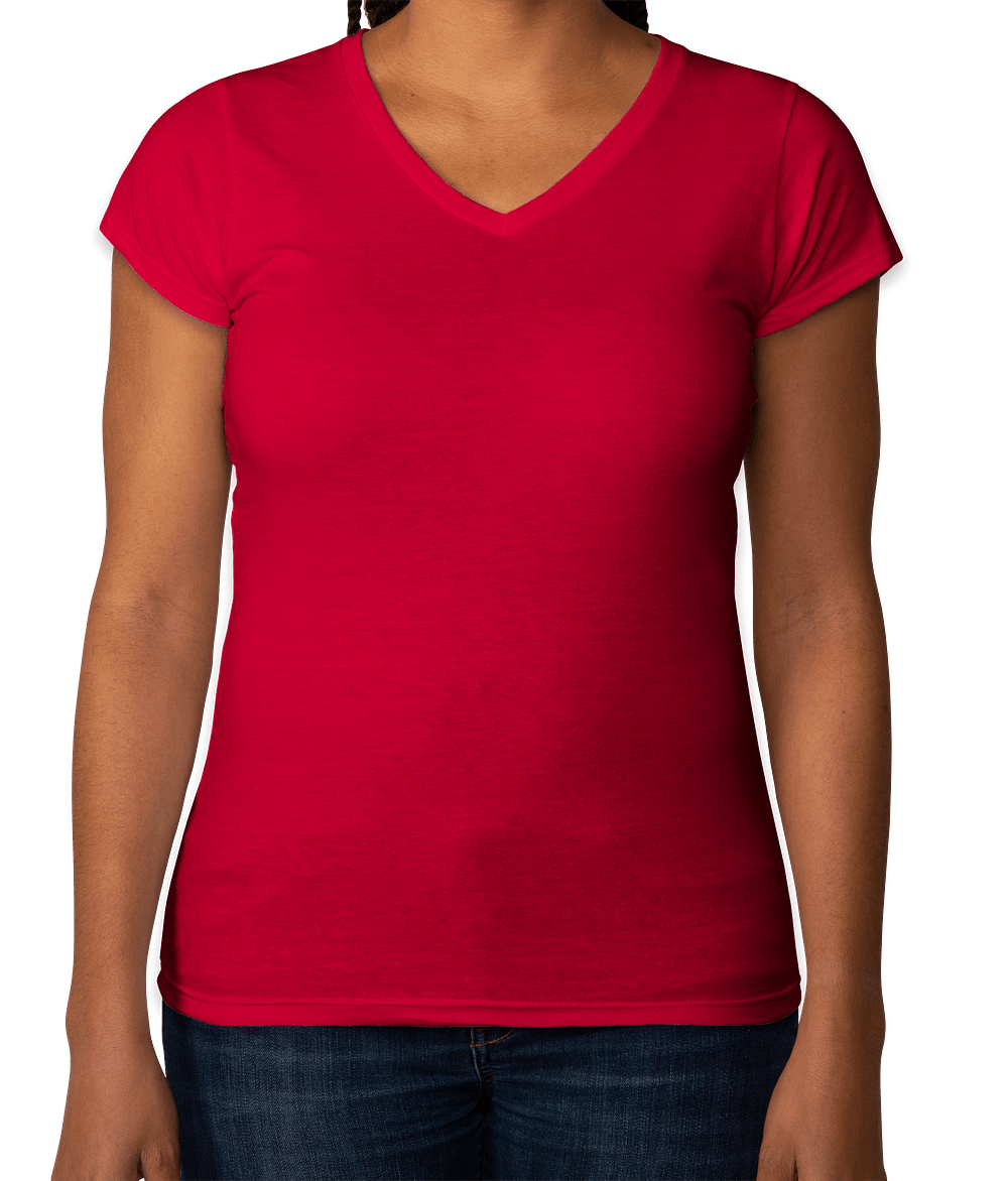 Gildan Women's Slim Fit Softstyle V-Neck Jersey T-shirt