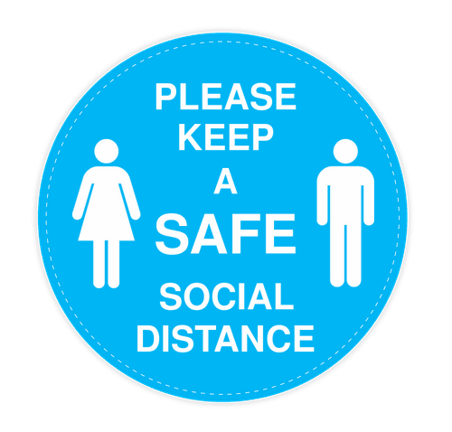 Social Distance Floor Decal - Columbia Blue / White
