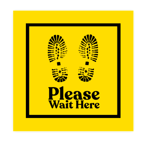 Wait Here Floor Decal - Yellow / Black