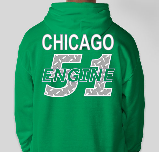 Chicago Engine 51 Green or Navy Apparel Fundraiser - unisex shirt design - back