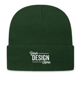 Cap America Knit Cuff Beanie - Color: Forest Green